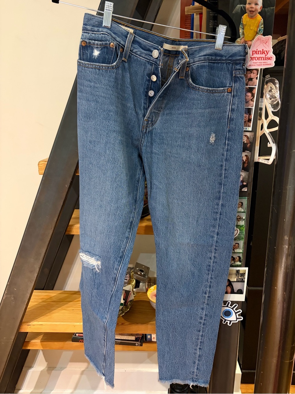 Levi's Women's Straight Leg Distressed Blue Jeans